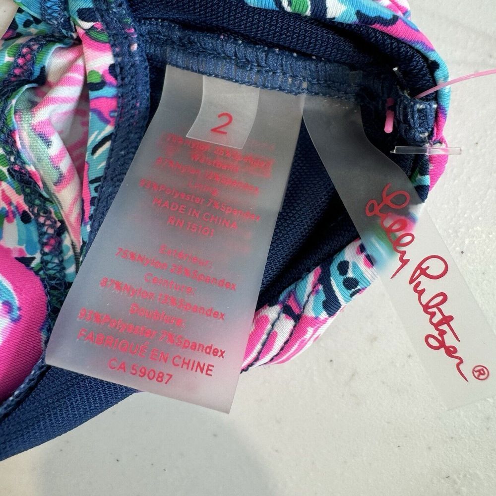 NWT Lilly Pulitzer Lagoon Sarong Hipster Bikini Bottom Sz 2 Oyster Bay Navy $78 - Picture 4 of 5